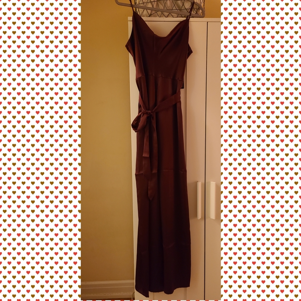 Maroon colored wide leg pant suit
